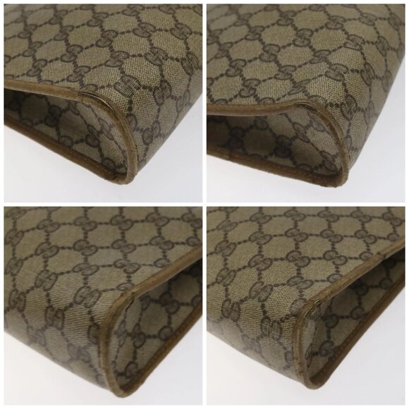 GUCCI GG Supreme Clutch Bag PVC Beige Gold 97 01 038 Auth 124397 - Picture 14 of 16